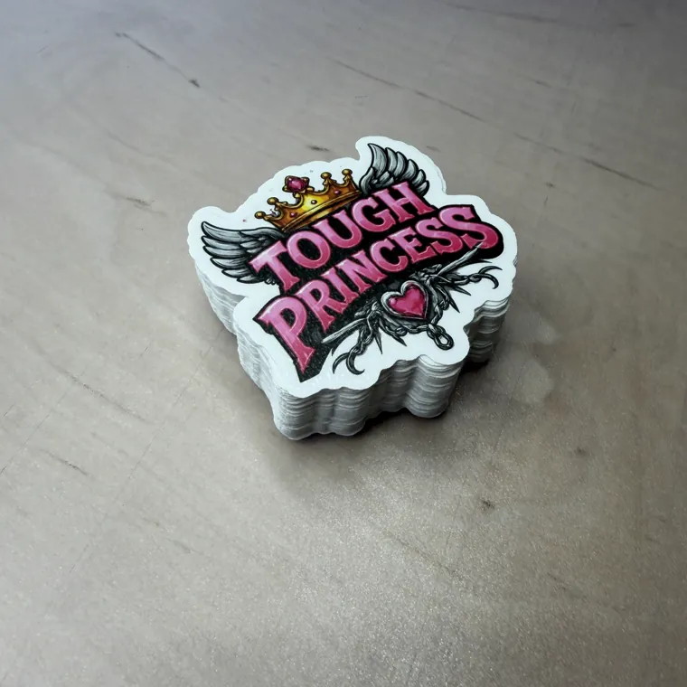 Contourgesneden sticker, rondom het ontwerp uitgesneden