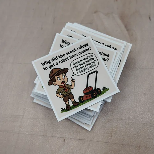 Vierkante sticker met een grappig, creatief ontwerp